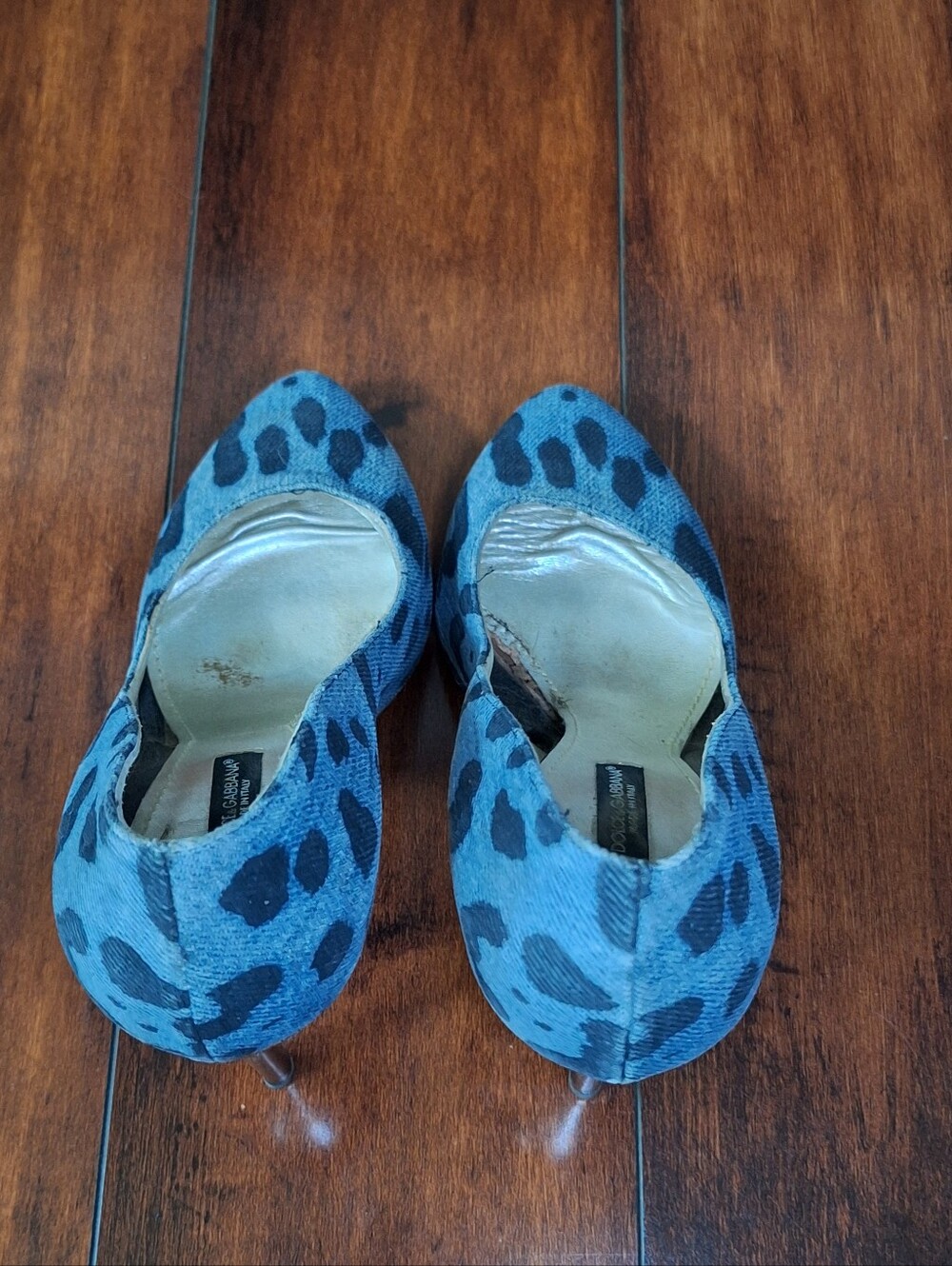 Dolce & Gabbana Blue Leopard Print Denim Pumps Heels EU 38 US 7.5 Made in Italy - Picture 5 of 9